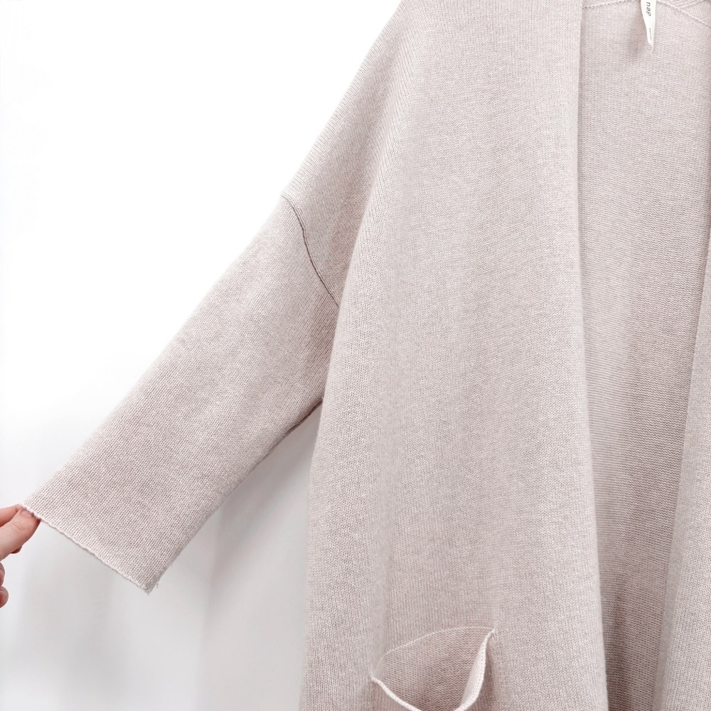NAP 100% Wool Longline Open Cardigan in Beige S - Picture 3 of 10